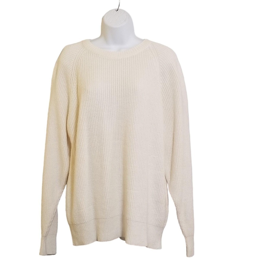 L.A. Lady Sweater L Off White Vintage Pullover Crew Neck Long Sleeve Womens
